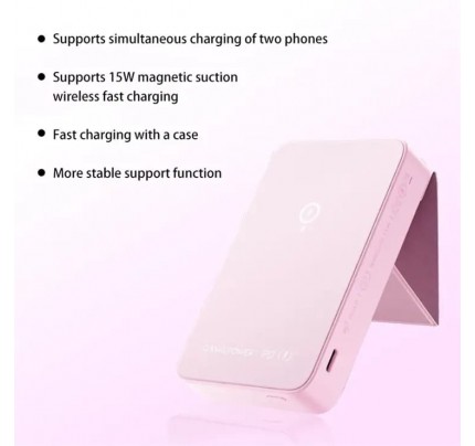 momax Q.Mag Power 15 Magnetic Wireless Battery Pack with Stand 10000mAh (Pink)