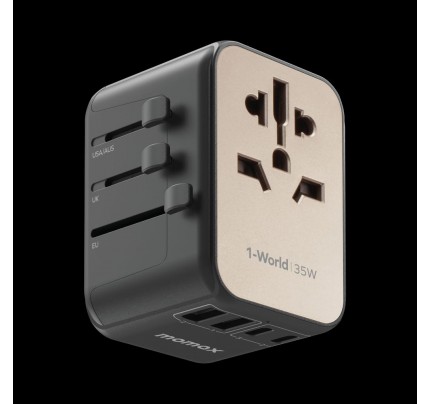 MOMAX 1-World pd 35w 5 ports + ac travel adapter (Titanium)