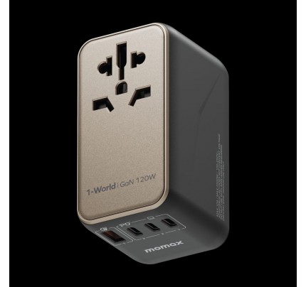 MOMAX 1-World 120W GaN 4-port + AC travel adapter (Black)