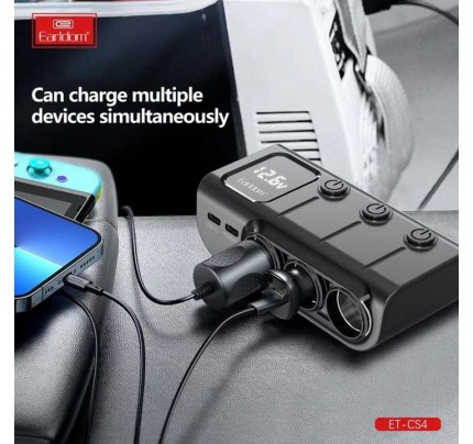 earldom ring 120w fast in -car charger spitter charge up to 6 devices et-cs4 (9721)