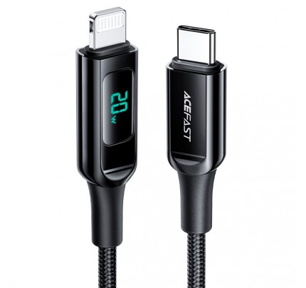 ACEFAST USB-C to Lightning zinc alloy digital display 30W MAX braided charging1.2m/3.9ft data cable BL (10210)