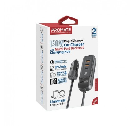 PROMATE Multi-port backseat 120W CAR CHARGER (10637)