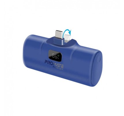PROMATE FAST CHARGING POWERBANK IN-BUILT TYPE-C CONNECTOR 5000MAH BLUE (10621)