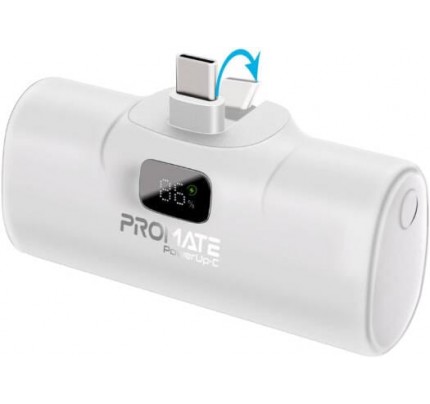PROMATE 20 Fast charging powerbank in-built usb-c connector 5000Mah white (10620)