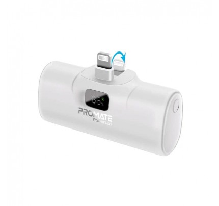 PROMATE FAST CHARGING POWERBANK IN-BUILT LIGHTNING CONNECTOR 5000MAH WHITE (10617)