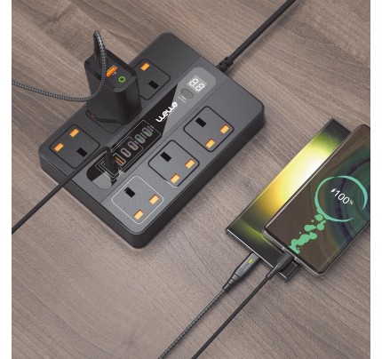 WEWE 65W FAST CHARGING POWER STRIP 3M BLACK (75192)