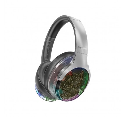 PROMATE Active Noise Cancelling hi-fi stereo Wireless Headphones with RGB Lights SILVER (10667)