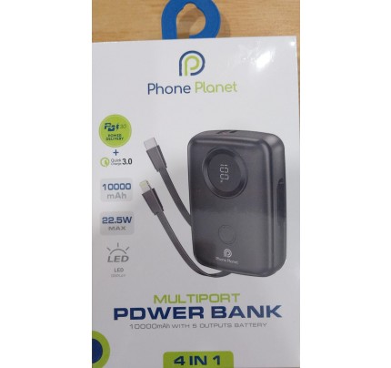 NEW PHONE PLANET MULTIPORT POWERBANK 4IN1 10000 Mah(11221)