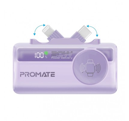 PROMATE World"Smallest multiport power bank 5000mah Purple(10679)