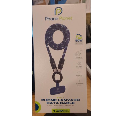 NEW Phone planet phone lanyard cata c to c 1.2 60w cable black (11272)