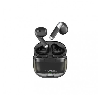 PROMATE High definition transparent TWS Wireless Ear buds  intellitouch black(10692)