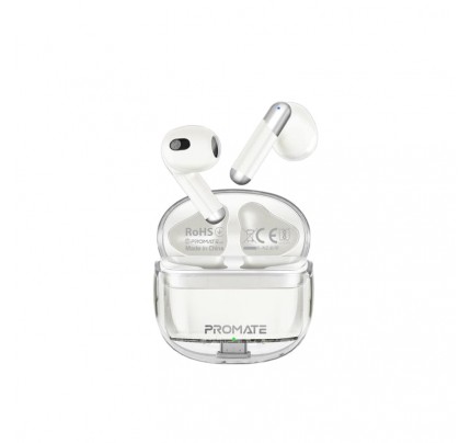 PROMATE High definition transparent TWS Wireless Ear buds  intellitouch white(10693)