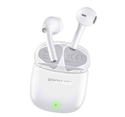 PROMATE High definition ENS TWS Wireless Ear buds with intellitouch white(10691)