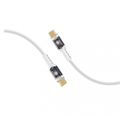 PROMATE High Tensile Transparent USB-C Cable with LED Light 100 w pd 2m White(106100)