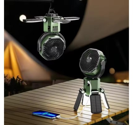 SMART FAN WITH LED LIGHT AND SOLAR CHARGE 6000 MAH(11643)